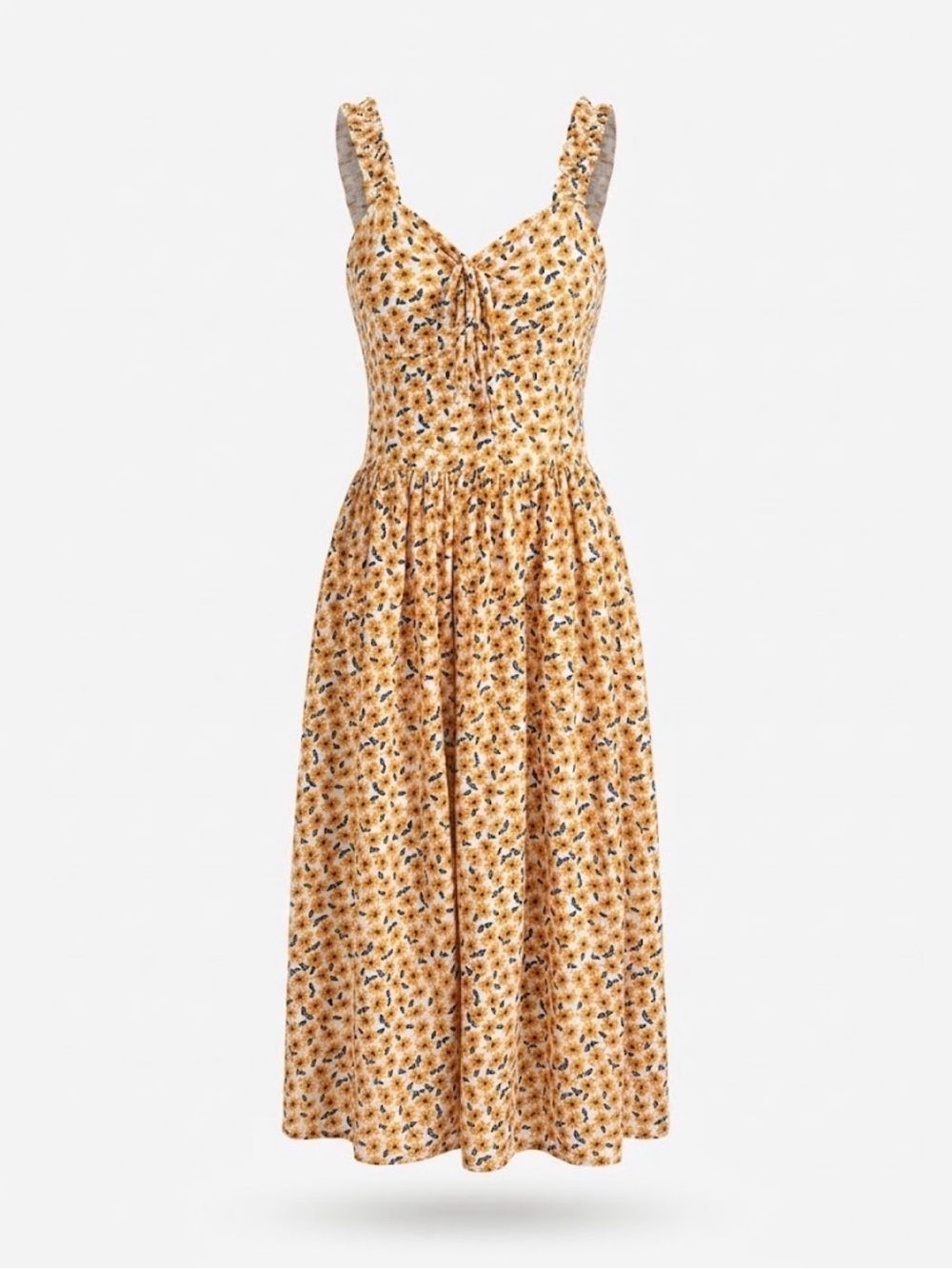 Yellow Floral Tie-Front Sundress